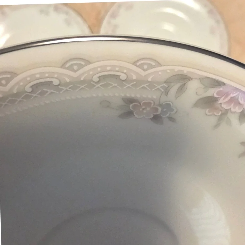 United Surgical Steel Ivory Lace Fine China Saucer (Set 3) Japan 1-6331 Floral
